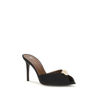 Giuseppe Zanotti Womens Intrigo Cocktail Mule Black Calf Leather Bos Heels