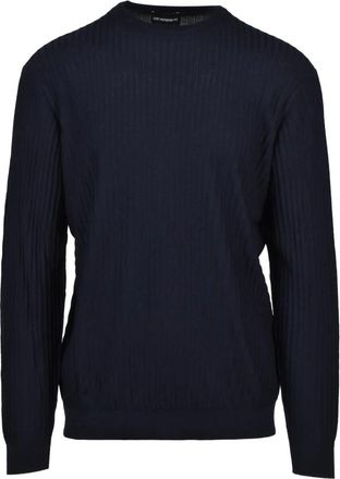 Emporio Armani Maglioncino Girocollo - Heren - Ronde hals truien - Blauw - 2XL - Wol - Truien & Vesten