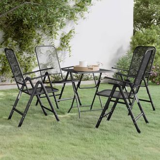 Berkfield Home 5 Piece Garden Dining Set Expanded Metal Mesh Anthracite in Black