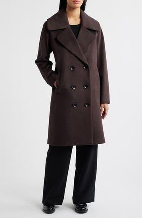 Bernardo Double Breasted Knit Coat in Seal Brown at Nordstrom Rack, Size Xx-Large