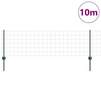 Berkfield Home Full Euro Fence with 5 U Posts Green 0.6x10 m Steel