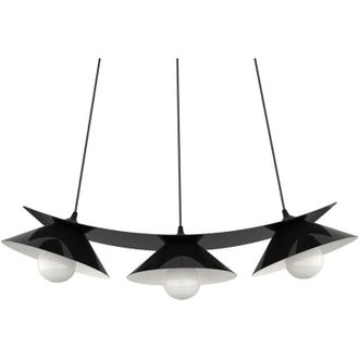Lumicom Miller Sospensione, 3X E27, max 42W, metallo, nero lucido/bianco, L.70cm - Lumicom