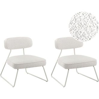 Beliani Conjunto de 2 sillones sin reposabrazos patas de hierro tapizado de tela blanco crema Frovi