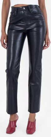 A Gold E 90s Pinch Waist Long Leather Pants, Size 23