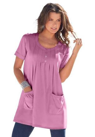 Roaman's Plus Size Two Pocket Soft Knit Swing Tunic in Mauve Orchid at Nordstrom, Size Large