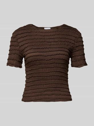 Jake*s T-Shirt mit Strukturmuster und Rundhalsausschnitt in Dunkelbraun, Gr&ouml;&szlig;e XXL