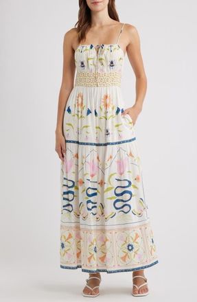 Cleobella Adria Smocked Waist Cotton Blend Sundress in Montecito Print at Nordstrom, Size X-Small