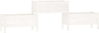 vidaXL Planter White 245.5x44x75 cm Solid Wood Pine Vidaxl