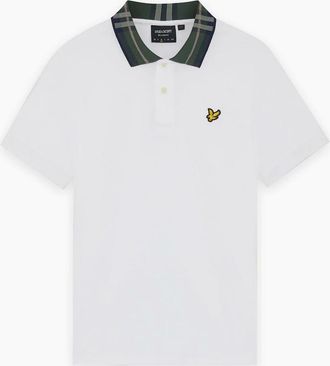 Lyle & Scott Mens Lyle & Scott Tartan Collar Polo Shirt WHITE - Size: 42