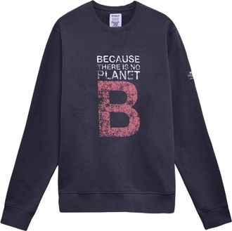 Ecoalf Blauwe katoenen top met lange mouwen en print op de voorkant - Heren - Sweatshirts - Blauw - S - Katoen - Hoodies & sweatvesten