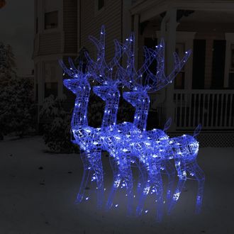 vidaXL Adorno De Renos De Navidad Acr&iacute;lico 3 Uds Azul 120 Cm Vidaxl
