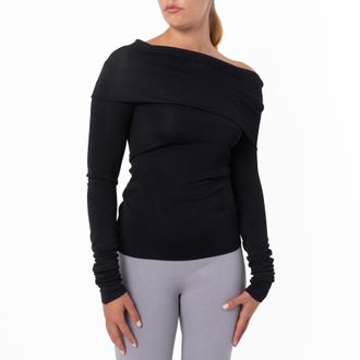 Ferragamo Asymmetric Collar One-Shoulder Sweater, Size X-Large