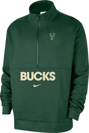 Nike Milwaukee Bucks Club Courtside Nike Mens NBA 1/2-Zip Top in Green | FZ7720-323