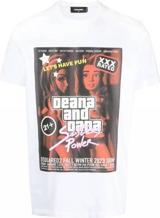 Dsquared2 Mens Graphic Logo Cotton T-Shirt In White