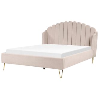 Beliani Cama Con Somier De Poli&eacute;ster 180 X 200 Cm Cabecero Beige Ambillou