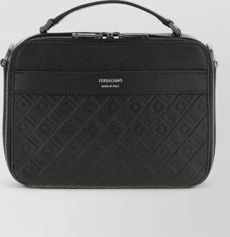 Ferragamo leather embossed crossbody shoulder bag