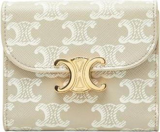 Celine Pre-owned Wallets, female, Beige, Size: ONE SIZE Pre-owned Triomphe Small Flap Wallet