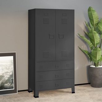 Berkfield Home Industrial Wardrobe Anthracite 90x50x180 cm Metal in Black | Size: 90 x 50 x 180 cm
