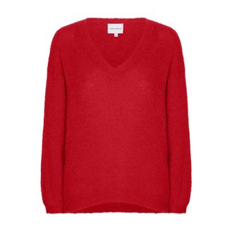 Americandreams Silja V Neck Knit - Dames - V-hals truien - Rood - L - Wol - Truien & Vesten