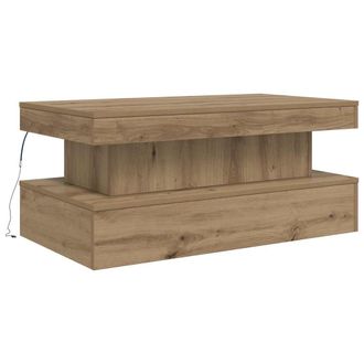 vidaXL Mesa De Centro Con Luces Led Roble Artisian 90x50x40 Cm Vidaxl
