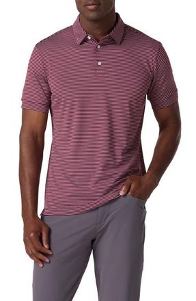 Mizzen+Main Versa Trim Fit Performance Golf Polo in Maroon Alternating Stripe at Nordstrom, Size Xx-Large