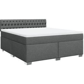 vidaXL Cama Box Spring Con Colch&oacute;n Tela Gris Oscuro 180x200 Cm Vidaxl