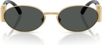 Versace 56mm Oval Sunglasses in Gold /Dark Grey at Nordstrom