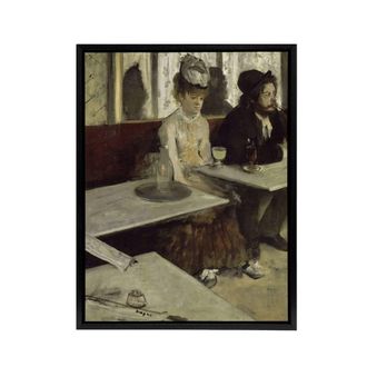 Artery8 Edgar Degas Absinthe In A Cafe Framed Canvas Wall Art Print in Beige | Size: W24 x H32
