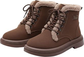 Generic Womens Ankle Boots Retro Suede Lace-Up Combat Boots Flat Sole Round Toe Lightweight Outdoor Walking Casual Shoes Comfortable Autumn Winter size 4.5