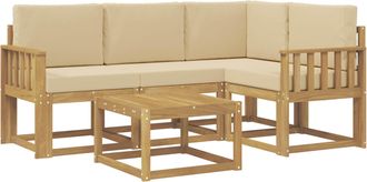 vidaXL Conjunto De Sof&aacute;s De Exterior 5 Uds. Y Beige Vidaxl