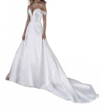 Abella Off-The-Shoulder Wedding Dress In Ivory
