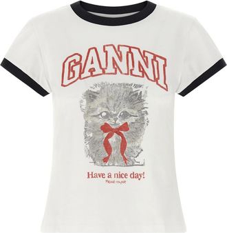Ganni White Printed T-Shirt