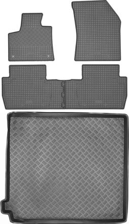 OEM Peugeot 5008 Ii Monovolumen A Partir De 2017 Set - Alfombrillas De Goma Para Coche + Alfombrilla Para Maletero
