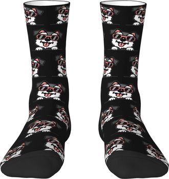 Generic Anti Bliste Athletic Socks Schnauzer Mens Sock Breathable Trainer Socks for Men Hiking Football 40cm