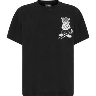 Plein Sport Washed Fleece Round Neck T-Shirt Tiger Scratch Men in Black at Nordstrom, Size Xxx-Large Eu