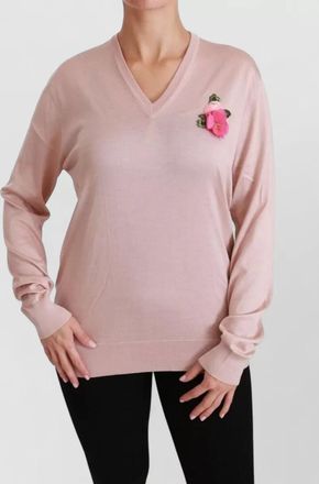 Dolce & Gabbana silk floral appliqu&eacute; sweater
