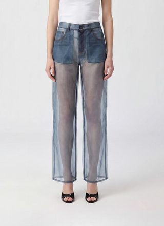 Haikure Pantaloni Winona a gamba larga in organza di seta