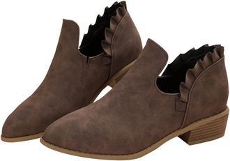 Generic Side Zipper Boots for Women Ankle Boots Short Boots Single Shoes for Ladies Casual Shoes Women Wide Short Boots (Coffee, 7.5)