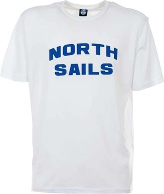 North Sails Elegant wit katoenen T-shirt met gedurfd blauw logo - Heren - T-shirts - Wit - XL - Katoen - Tops