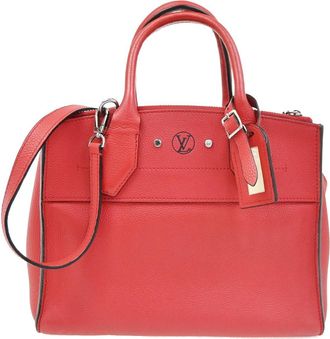 Louis Vuitton City Steamer Leather Red Leather Handbag (Pre-Owned)