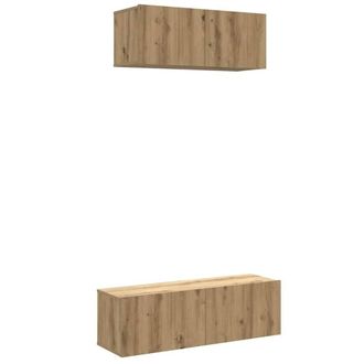Berkfield Home 2 Piece TV Cabinet Set Wall-mounted Artisan Oak Engineered Wood in Brown