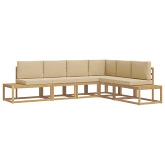 vidaXL Conjunto De Sof&aacute;s De Exterior 4 Pieza Y Beige Poli&eacute;ster Vidaxl
