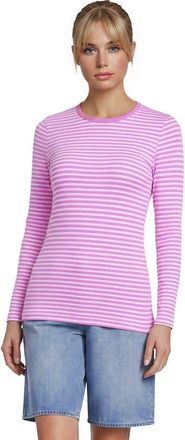 Lands End Long Sleeve Micro Rib T-Shirt in Aster Pink/orchid Stripe at Nordstrom, Size X-Large