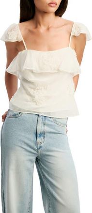 Bardot Lisette Frill Appliqu&eacute; Camisole in Ivory at Nordstrom, Size 8