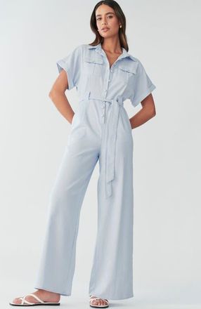 BWLDR Ara Linen Jumpsuit in Sky Blue at Nordstrom, Size 12