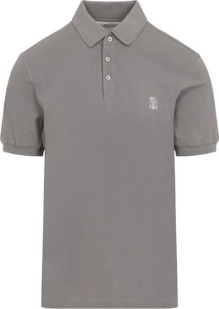 Brunello Cucinelli Grey Short Sleeves Logo Polo