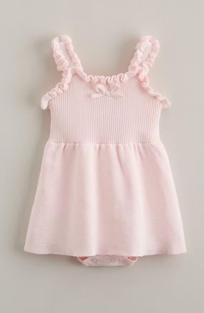 Nordstrom Ruffle Accent Skirted Sweater Bodysuit in Pink Windsome at Nordstrom, Size 12M