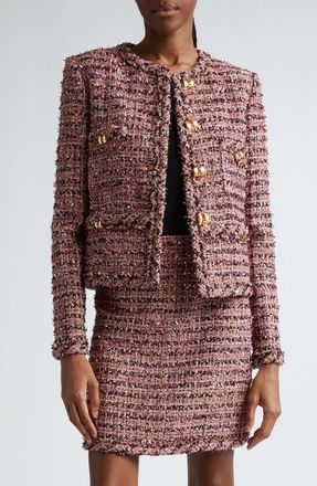 St. John Metallic Eyelash Tweed Jacket in Nppm Napa Pink Multi at Nordstrom, Size 6