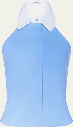L'agence Rina Cotton Poplin Collared Halter Top