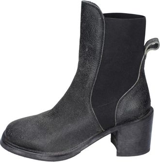 Moma Vintage Leren Enkellaarsjes - Dames - Laarzen met Hak - Zwart - 37 EU - Leer - Schoenen